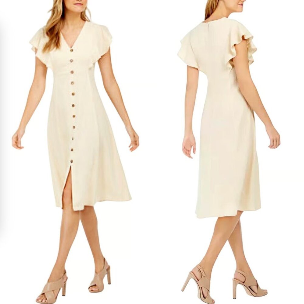 Calvin Klein Flutter Sleeve Midi Dress - Blush Pink